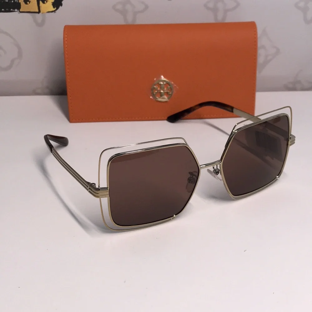✨ New Authentic Tory Burch TY6086 55-X Brown & Gold Sunglasses ✨